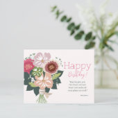 Bloemrijke verjaardagszegen briefkaart (Staand voorkant)