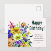 Bloemrijke verjaardagszegen briefkaart (Voorkant / Achterkant)