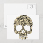 Bloemrijke Versierd Schedel Briefkaart (Voorkant / Achterkant)