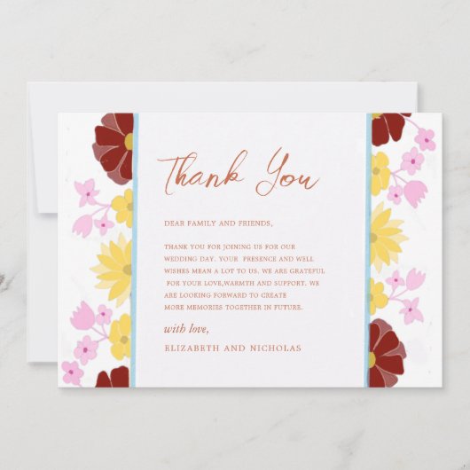 Bloemrijke Vibrant Unieke Elegante bruiloft Bedankkaart (Voorkant)