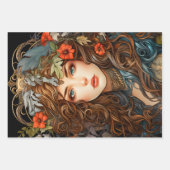  bloemrijke Victoriaans godin Art Nouveau Inpakpapier Vel (Voorkant 2)