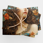  bloemrijke Victoriaans godin Art Nouveau Inpakpapier Vel