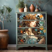  bloemrijke Victoriaans godin Art Nouveau Tissuepapier