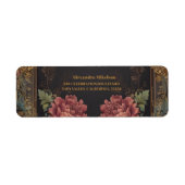 Bloemrijke Victoriaanse Gotische Bruiloftsborrel Etiket (Voorkant)