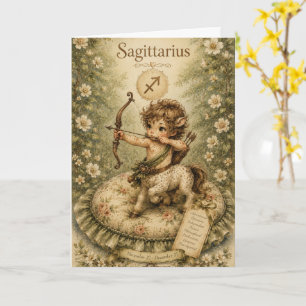 Bloemrijke vintage Essence sterrenbeeld - Boogschu Kaart