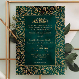 Bloemrijke vintage goud & groene fluwelen islamiti kaart