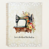 Bloemrijke Vintage Naaimachine Planner (Voorkant)