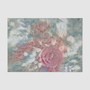 Bloemrijke Vintage Roze Groenblauw Wit Blauwe Text Tissuepapier