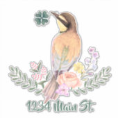 Bloemrijke vogel brievenbus sticker (Voorkant)