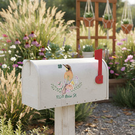 Bloemrijke vogel brievenbus sticker