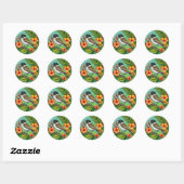 Bloemrijke Vogel Exotische Natuur Botanisch Decor Ronde Sticker (Vel)