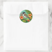 Bloemrijke Vogel Exotische Natuur Botanisch Decor Ronde Sticker (Tas)