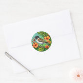 Bloemrijke Vogel Exotische Natuur Botanisch Decor Ronde Sticker (Envelop)