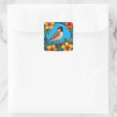 Bloemrijke Vogel Frame Sticker Tuin Natuur Decorat (Tas)