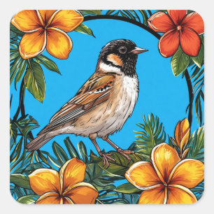 Bloemrijke Vogel Frame Sticker Tuin Natuur Decorat