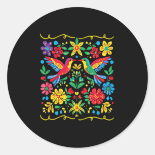 Bloemrijke Vogel Otomi Mexicaanse Stijl Mexicano M Ronde Sticker