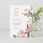 Bloemrijke vogelkunst baby shower kaart (Staand voorkant)