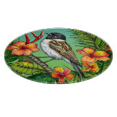 Bloemrijke vogelornament snijplank (Hoek)