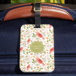 Bloemrijke Vogels – Elegante Botanische Reisstijl Bagagelabel