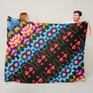 Bloemrijke Volks Kunst Modern Fleece Deken