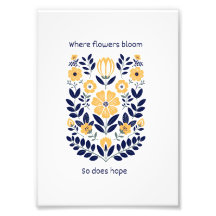 Bloemrijke Volkskunst Muur Kunstprint, Scandinavis