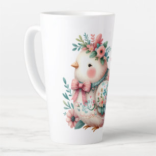 Bloemrijke volksvogel met pastel boho charme latte mok