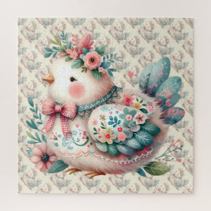 Bloemrijke volksvogel met pastel boho charme legpuzzel