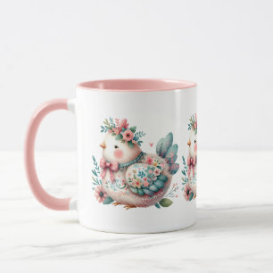 Bloemrijke volksvogel met pastel boho charme mok