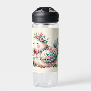 Bloemrijke volksvogel met pastel boho charme waterfles