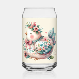 Bloemrijke Volksvogel met Pastelkleurige Boho Char Blikvorm Glas