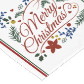 Bloemrijke vrolijk kerstfeest korte tafelloper (Hoek)