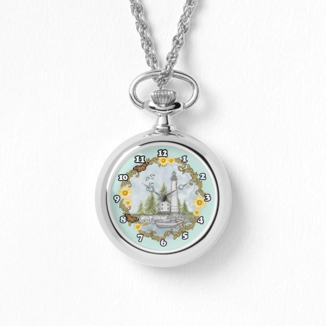 Bloemrijke vuurtoren in Alabama Horloge (Voorkant)