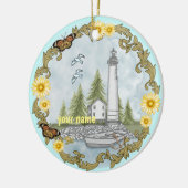 Bloemrijke vuurtoren van Alabama Keramisch Ornament (Links)