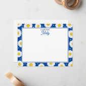 Bloemrijke waterverf margrieten marineblauw geel notitiekaartje