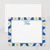 Bloemrijke waterverf margrieten marineblauw geel notitiekaartje