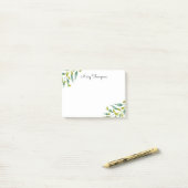 Bloemrijke Weide Groene Monogram Naam Post-it® Notes (Op bureau)