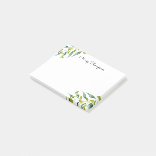 Bloemrijke Weide Groene Monogram Naam Post-it® Notes (Schuin)