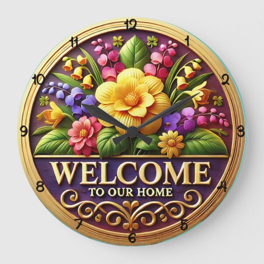 Bloemrijke Welkom In Onze Thuis Grote Klok (Voorkant)