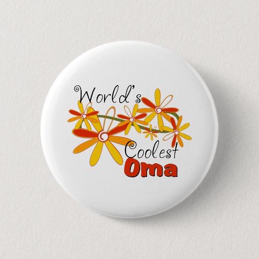 Bloemrijke Werelds Coolste Oma Ronde Button 5,7 Cm (Voorkant)