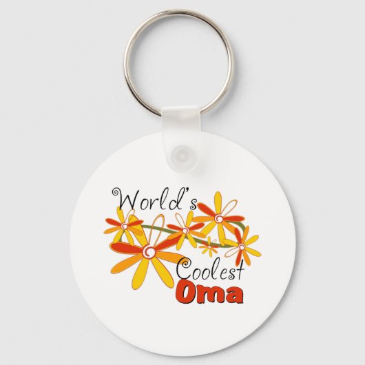 Bloemrijke Werelds Coolste Oma Sleutelhanger (Voorkant)