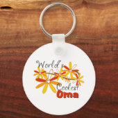 Bloemrijke Werelds Coolste Oma Sleutelhanger (Voorkant)