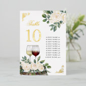 Bloemrijke Wijngaard Bruiloft Tafel Zitplaats Kaar Folie Uitnodiging (Staand Voorkant)