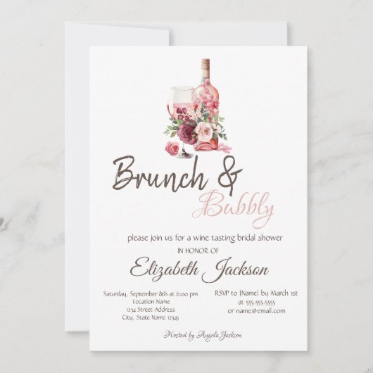 Bloemrijke wijnproeverij brunch & bubbels kaart (Voorkant)
