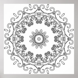 Bloemrijke Wijnstok Mandala met Madeliefjes Ring P Poster