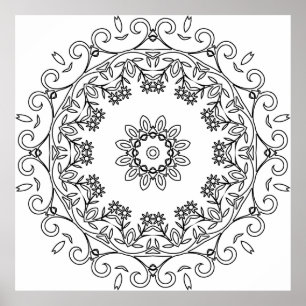 Bloemrijke Wijnstok Mandala met Madeliefjes Ring P Poster