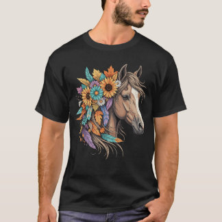 Bloemrijke Wilde Paarden Land Paardrijden Vrouwen T-shirt