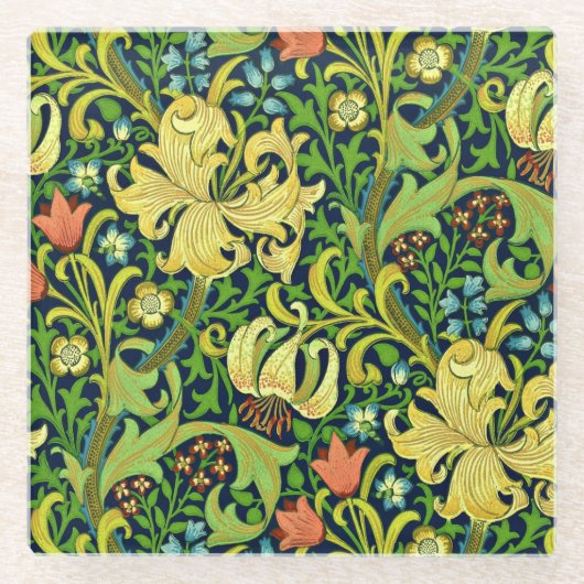 Bloemrijke William Morris restauratie vintage kuns Glazen Onderzetter (Voorkant)