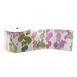 Bloemrijke Wingerd Watercolor Kunst Mooie Roze Gro Grosgrain Lint