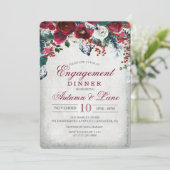 Bloemrijke winter verlovingsdiner uitnodiging (Staand voorkant)