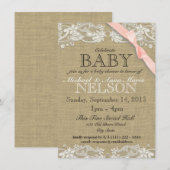 Bloemrijke Witte Kant en Boog Baby shower Kaart (Voorkant / Achterkant)